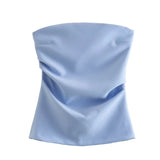 Fashion Folded Women's New Trend Brag Vest Solid Color Bhise Repair Body Small