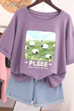 100% Cotton L-6XL T Shirt Plus Size Tshirt Short Sleeve Solid Women Top Summer Print Couple O Neck Oversized T