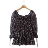 Women's New Chiffon Long-Sleeved Printed Dress