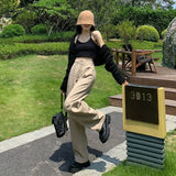 Toloer New 2024 Ladies Will Wear Everything With A Straight Tube And Show Skinny Khaki Pants-Outfit