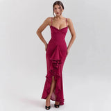 New Temperament Yellow Suspension Lace Long Dress Babes Sling Skirt
