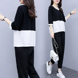 Toloer Spring And Summer New Korean Version Of Fashion Loose Large Size Two-Piece Set Of Casual Small Foot Pants Temperament Show Thin Suit