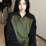 Vintage Raglan Long Sleeve Oversized Sweatshirt-Outfit