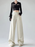 Toloer Wide Leg Jeans Female Spring And Autumn High Street Banana Pants Retro High Waist Straight Tube Loose Sense Drag The Floor Pants-Outfit