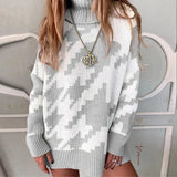 Ardm Za 2020 Woman Sweaters Lapel Houndstooth Oversize Vintage Pullover Women Dropped Sleeve Winter Pull Femme Chic Tops
