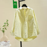 Cotton Thin Striped Shirt Women Long Sleeve Fashion Korean Casual Loose Shirt Women Wear