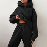 Toloer 2024 Women's Solid Color Casual Fashion Pants And Thick Long-Sleeved Hoodie Hoosuit For
