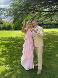 Pink Pleated Halter Maxi Dress-Outfit