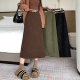 New Autumn And Winter Port Style Retro Skirt Thicker Wicked Skirt Long Bag Hip Skirt Open