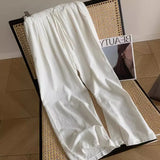Cotton-Skin Broad Leg Trousers Women's Summer Thin Thins And Gentle And Comfortable Loose Waist-On-Loose Straight