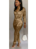 Winter Sequined Zip Up Long Sleeve Formal