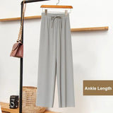 New High Waist Soft Comfort Women's Pants Casual Spring Summer Woman Pants Ice Silk Ankle-Length Trousers Female
