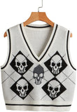 Toloer Sweater Vest Vest Coat Autumn And Winter Women's Wear With Knitted Halloween V-Neck-Outfit