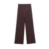 Asymmetrical V-Necked Collar Sweater High-Waisted Trousers Casual Knitting Set 2025 Spring