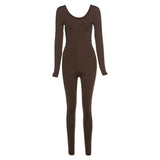 Women‘s Clothing Jumpsuit workout Casual Brown Fitness Rompers Y2K Playsuit Activity Streetwear Overalls Basic