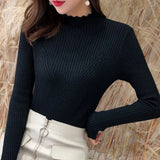 Fashion Knitted Pullover Sweater 2022 Women Autumn Winter Half Turtleneck Long Sleeve Knit Tops Elegant Soft Jumper
