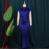 Dress Solid Dress High-Waist Temperament Commuter Red Composition Dress Long