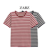 Homemade New Women's Classic Striped Short-Sleeved Knitted T-Shirt