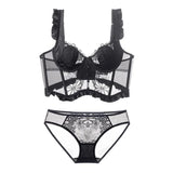 Lace Small Flying Sleeve Corset Soft Steel Ring Fish Bone Bouquet Of Beautiful Vest Bunny Cup Bra Set