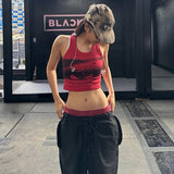 Women's 2025 Summer New Jennie With The Same Hottie Printed Vest High-Waisted Straight Casual