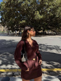 Women's Winter New Simple 8 Color V-Neck Knitting Cardigan Jacket + Short Skirt