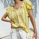 New French Embroidered Cotton Shorts Women White Southern Oil Holiday Casual Pants Women's