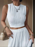 New Simple Temperament Slim Flower Bone Sleeveless Round Collar Women's Small Vest-Outfit