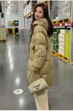 Autumn And Winter 2024 New Korean Version Of Cotton-Padded Clothes Female Long Hooded College Wind Over The Knee And Thick Loose Coat Tide-Outfit