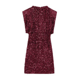 Women's Beads Dress Dress Sleeveless Party With Cushioned Shoulder Mini Dress