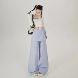 Hot Girl Bandage Dress Fake Two-piece Casual Wide-leg Pants Slimming Straight-leg Trousers-Outfit
