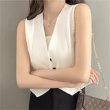 Toloer Vest Women's Vest Outside The New 2024 Autumn Jacket Slim Sleeveless Short Vest Jacket Horse Clip-Outfit