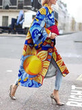 Spring And Autumn Wishebay Long Horn Sleeve Coat Print Loose Wind Coat