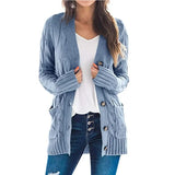 Long Sleeve Size Cardigan Knitted Women's Mid-length