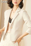 Spring Autumn Fashion Women's Long Sleeve Single Button Jacket Loose Casual Women Blazers Jackets Work Wear