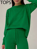 Basic 2 Piece Sweater Sets For Women Autumn Knitted Pants Suits With Sweaters 2 Piece Sets Womens Outfits Straight