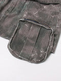Women Denim Skirt Camouflage Slim Spliced Multiple Pockets Zippers Lace Up Belt Mini Skirts 2024 Summer New Fashion 29L244-Outfit
