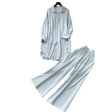 Casual Suit Women's Korean Version Of The Fashion Loose Long-Sleeved Shirt Dress High Waist Wide Leg