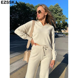 2 Pieces Set Women oversize Tracksuit polo collar Sweater Pullover straight pants Sweater Set CHIC Knitted Outwear sweater