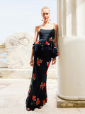Summer Black Rose Dress Women's New Korean Sling Dress Skirt Half