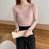 Knitted Shirt 2025 Autumn New Bottoming Shirt Slim Slim Solid Color Sweater Long Sleeves With A Short