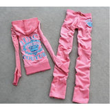 Piece Casual Velet Tracksuit Women's Sets Hooded Long Sleeve Women Zipper Suit Spring Fall Letter Pattern Sport Pants 1028-1-Outfit