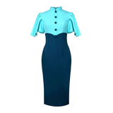 Retro Half-Necked Collared Lotus Leaf Sleeve Dress High-Rise Elegant Party Dress Dress Dress