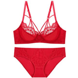 Pure Lingerie Suit Sexy Back Bra Lace Bra Small Side Cream Anti-Sagging Bra
