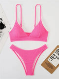 smocked V-neck bikini