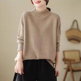 Meat-Covered Lady Knitted Sweater Autumn/Winter 2025 Autumn/Winter New Half-High Collar Design Casual Comfortable
