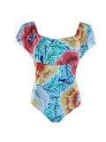 Female Bikini One-piece Swimsuit Conservative Solid Color Printed Ruffle Sexy Swimsuit Hollow Cut Flower Female