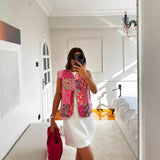 Literary Retro Wearing Waist Vest Vest Printed Tie Cotton