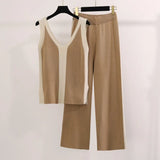 Color Before And After The V-Neck Vest Knitted Fork Tops Knitted Knitted Two-Piece Trousers Knitted