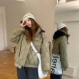 The 2024 Korean Version Of Loose Student Hooded Down Cotton Jacket-Outfit
