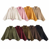 Spring New Velvet-Sensitive Collared Loose Bomber Jacket